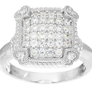 Judith Ripka Sterling Olivia Diamonique Pave’ Ring Size 9